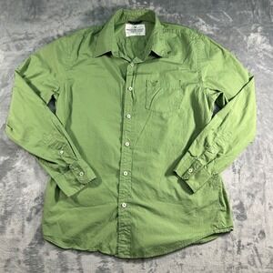 American Eagle Outfitters Mens L/G Green Button Down Long Sleeve Vintage Fit